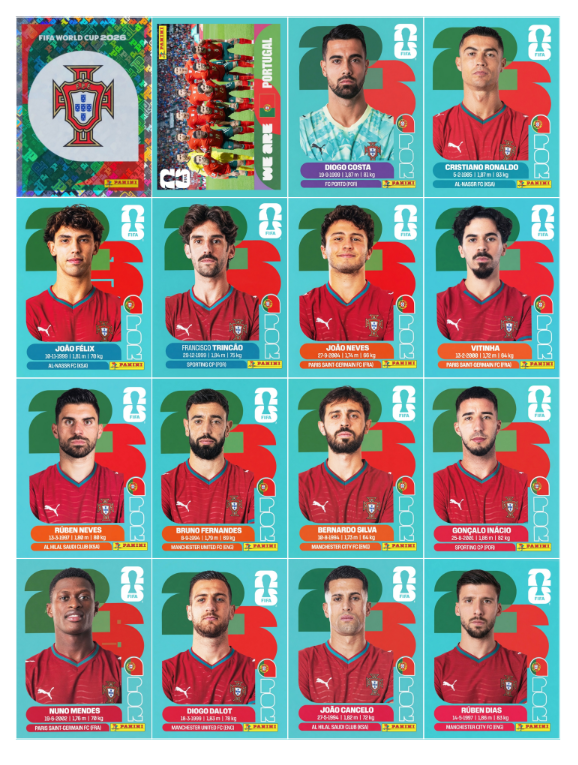 Estampas selección de Portugal Mundial 2026