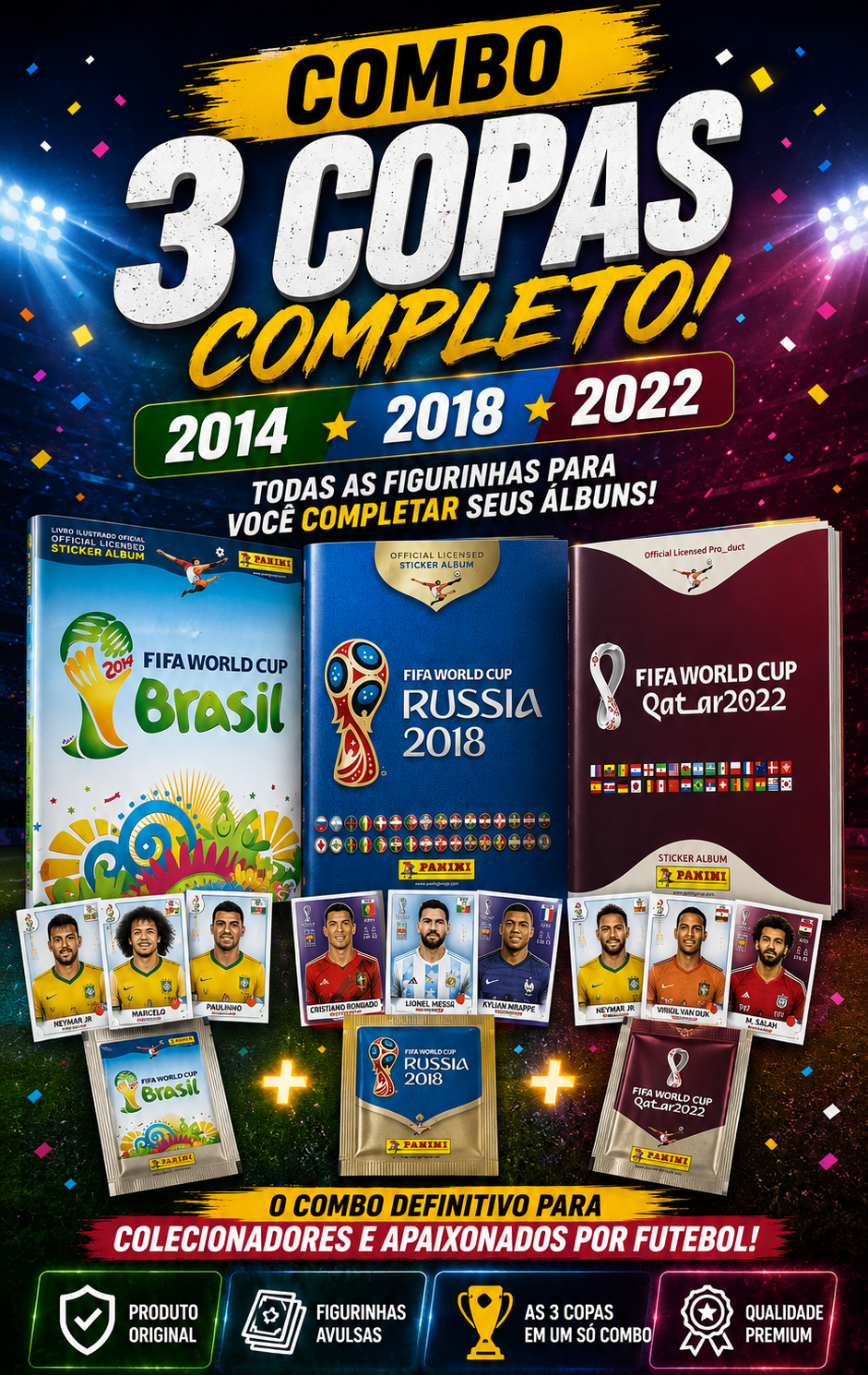 Combo de los 3 Mundiales: 2014, 2018 y 2022