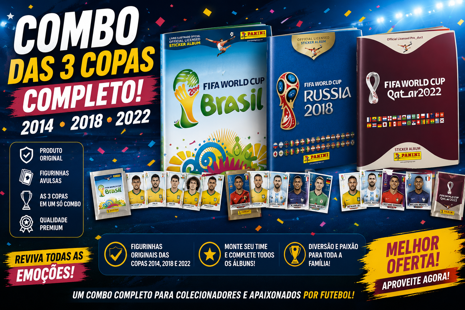 Combo de los 3 Mundiales: 2014, 2018 y 2022